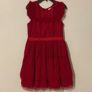 wonder nation Burgundy Red Layered Tulle Party Dress